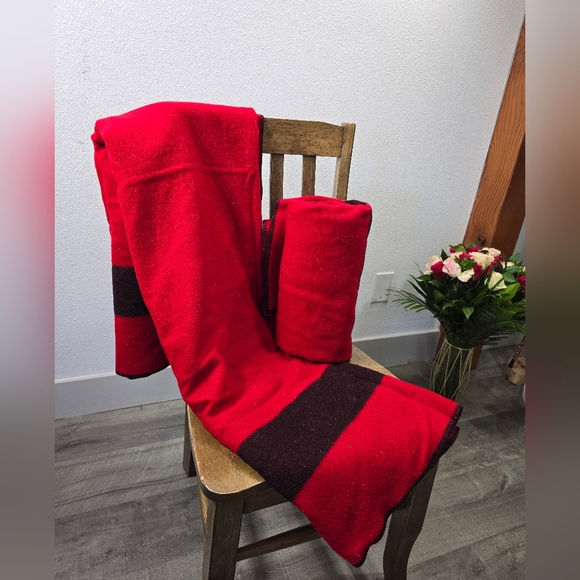Vintage Striped Blankets Red and Black Wool Stripe Throws